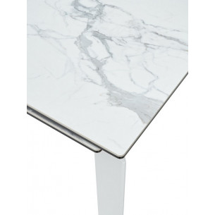 Стол CORNER 120 MATTE STATUARIO Белый мрамор матовый керамика, стекло/ белый каркас М-City
