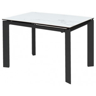Стол CORNER 120 MATTE STATUARIO Белый мрамор матовый керамика, стекло/ черный каркас М-City