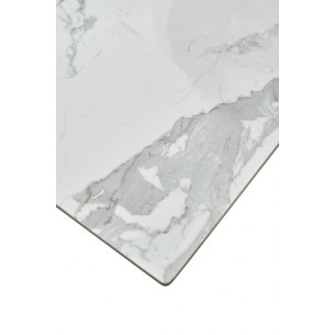 Стол CREMONA 140 HIGH GLOSS STATUARIO Белый мрамор глянцевый, керамика/ белый каркас М-City