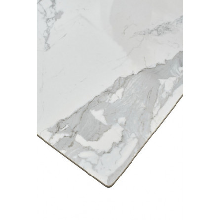 Стол CREMONA 140 HIGH GLOSS STATUARIO Белый мрамор глянцевый, керамика/ белый каркас М-City