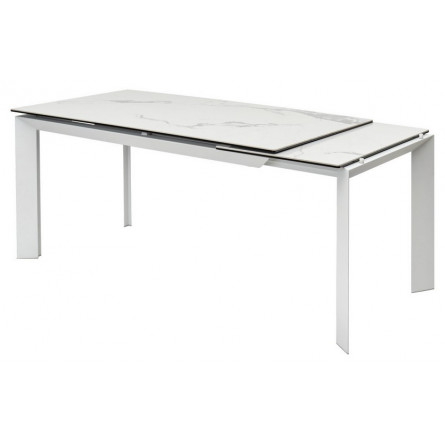 Стол CREMONA 140 HIGH GLOSS STATUARIO Белый мрамор глянцевый, керамика/ белый каркас М-City