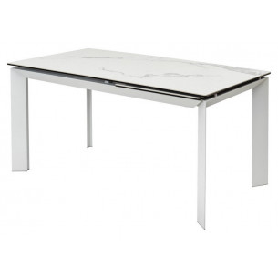 Стол CREMONA 140 HIGH GLOSS STATUARIO Белый мрамор глянцевый, керамика/ белый каркас М-City