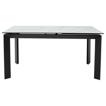 Стол CREMONA 140 KL-99 Белый мрамор матовый, итальянская керамика / черный каркас М-City