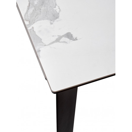 Стол CREMONA 140 MATTE STATUARIO Белый мрамор матовый, керамика/ черный каркас М-City