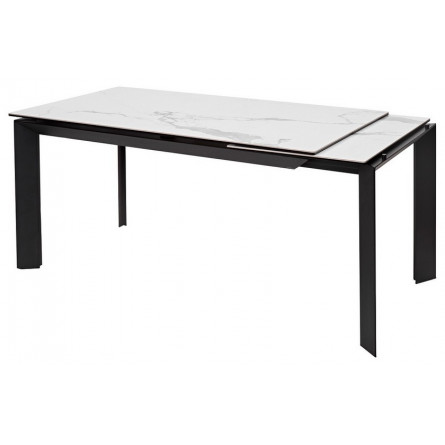 Стол CREMONA 140 MATTE STATUARIO Белый мрамор матовый, керамика/ черный каркас М-City