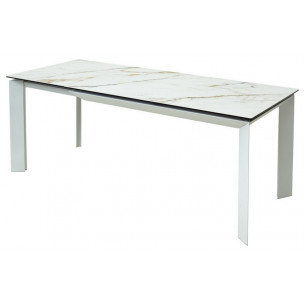 Стол CREMONA 180 KL-188 Контрастный мрамор матовый, итальянская керамика/ белый каркас М-City