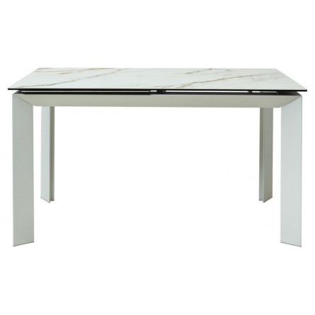 Стол CREMONA 180 KL-188 Контрастный мрамор матовый, итальянская керамика/ белый каркас М-City