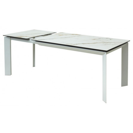 Стол CREMONA 180 KL-188 Контрастный мрамор матовый, итальянская керамика/ белый каркас М-City