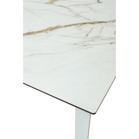 Стол CREMONA 180 KL-188 Контрастный мрамор матовый, итальянская керамика/ белый каркас М-City