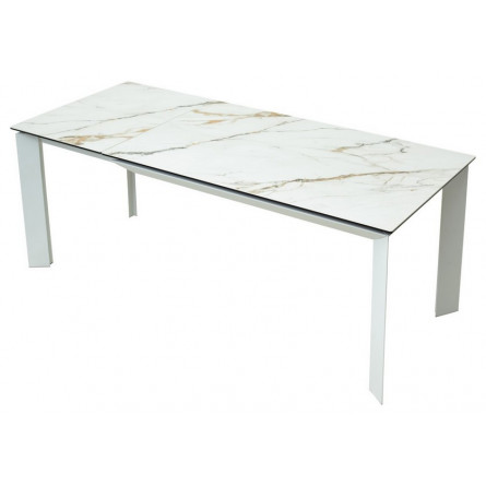 Стол CREMONA 180 KL-188 Контрастный мрамор матовый, итальянская керамика/ белый каркас М-City