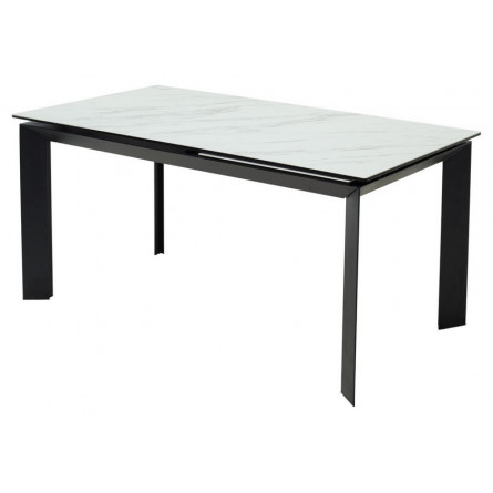 Стол CREMONA 180 KL-99 Белый мрамор матовый, итальянская керамика / черный каркас М-City
