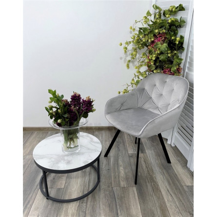 Стул GALE BLUVEL-03 LIGHT GREY, велюр/ черный каркас, поворот.360 град., М-City