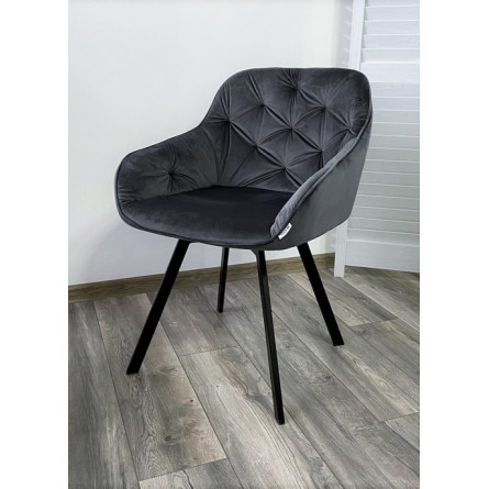 Стул GALE BLUVEL-14 GREY, велюр/ черный каркас, поворот.360 град., М-City