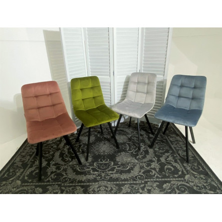 Стул CHILLI SQUARE BLUVEL-03 светло-серый, велюр / черный каркас М-City