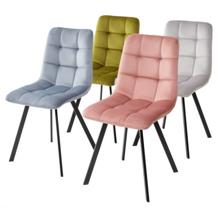 Стул CHILLI SQUARE BLUVEL-03 светло-серый, велюр / черный каркас М-City