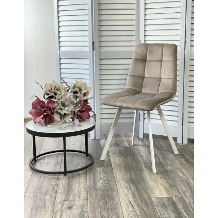 Стул CHILLI SQUARE G108-10 светлый кварц, велюр/ белый каркас М-City