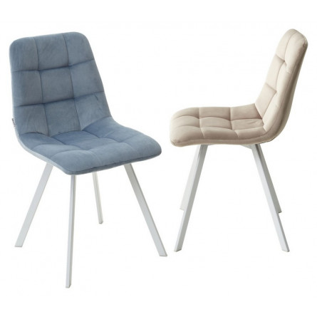 Стул CHILLI SQUARE G108-56 пудровый синий, велюр/ белый каркас М-City