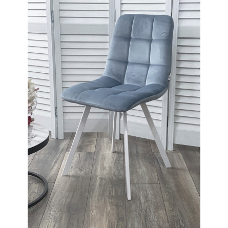 Стул CHILLI SQUARE G108-56 пудровый синий, велюр/ белый каркас М-City