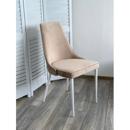 Стул NEPAL-P БЕЖЕВЫЙ 5, велюр/ белый каркас М-City