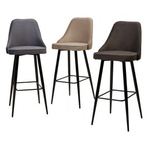 Барный стул NEPAL-BAR БЕЖЕВЫЙ 5, велюр/ черный каркас (H78cm) М-City