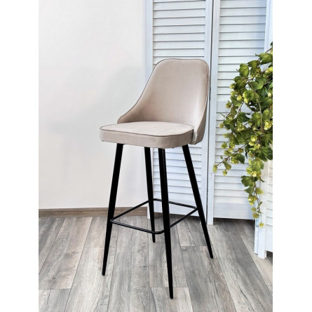 Барный стул NEPAL-BAR БЕЖЕВЫЙ 5, велюр/ черный каркас (H78cm) М-City