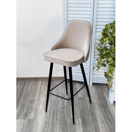 Барный стул NEPAL-BAR БЕЖЕВЫЙ 5, велюр/ черный каркас (H78cm) М-City