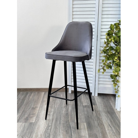 Барный стул NEPAL-BAR СЕРЫЙ 27, велюр/ черный каркас (H78cm) М-City