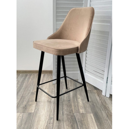 Полубарный стул NEPAL-PB БЕЖЕВЫЙ 5, велюр/ черный каркас (H68cm) М-City