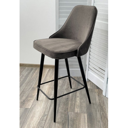 Полубарный стул NEPAL-PB ГРАФИТ 14, велюр/ черный каркас (H68cm) М-City