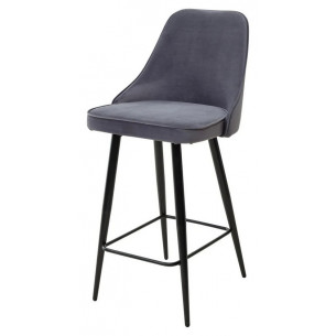 Полубарный стул NEPAL-PB СЕРЫЙ 27, велюр/ черный каркас (H68cm) М-City