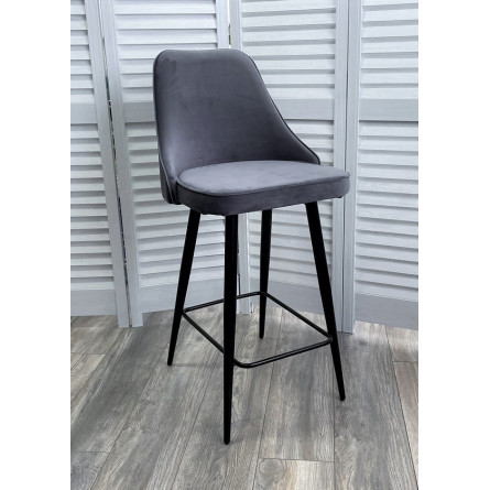 Полубарный стул NEPAL-PB СЕРЫЙ 27, велюр/ черный каркас (H68cm) М-City