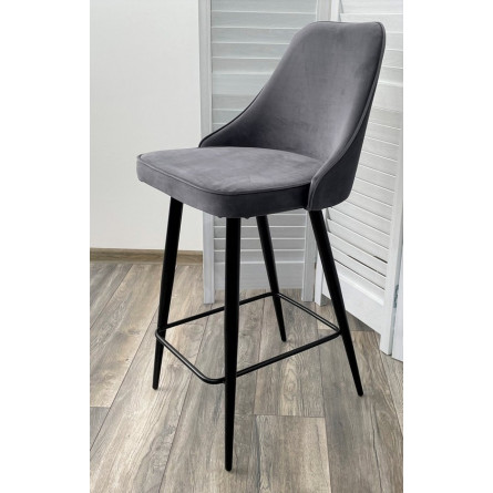 Полубарный стул NEPAL-PB СЕРЫЙ 27, велюр/ черный каркас (H68cm) М-City