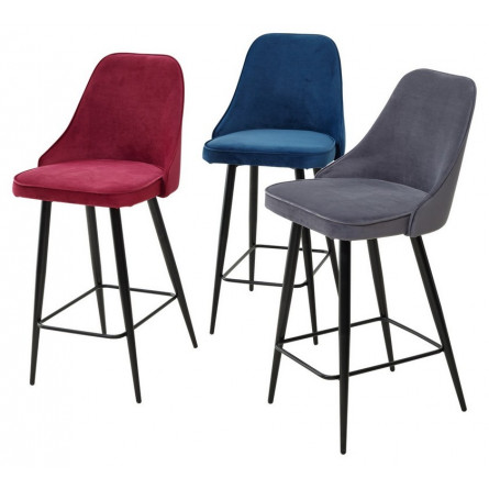 Полубарный стул NEPAL-PB СЕРЫЙ 27, велюр/ черный каркас (H68cm) М-City