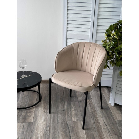Стул ДЕНИ, цвет Velutto 05 Бежевый, велюр / черный каркас М-City