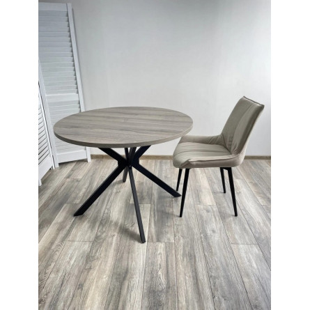 Стол ВЕГА D100 Дуб Шерман серый / черный каркас 1 шт / 2 кор М-City