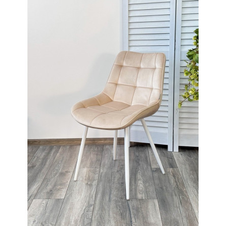 Стул MIAMI G062-03 светлый беж, велюр / белый каркас М-City