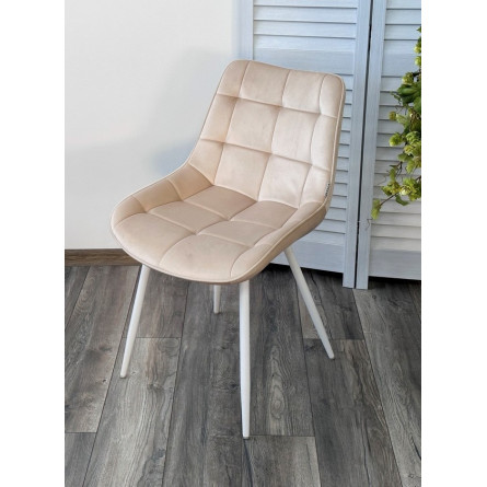 Стул MIAMI G062-03 светлый беж, велюр / белый каркас М-City