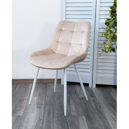 Стул MIAMI G062-03 светлый беж, велюр / белый каркас М-City