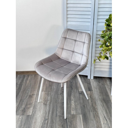 Стул MIAMI G062-37 светло-серый, велюр / белый каркас М-City