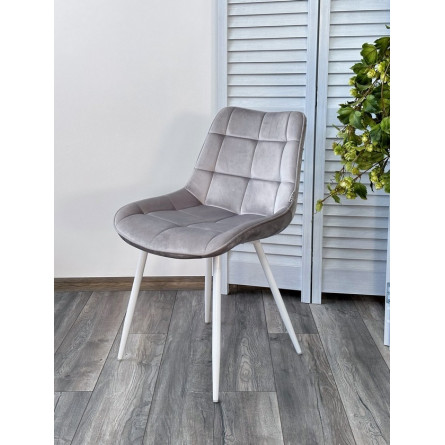 Стул MIAMI G062-37 светло-серый, велюр / белый каркас М-City