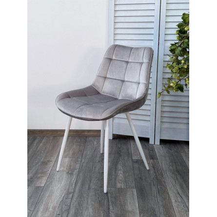 Стул MIAMI G062-37 светло-серый, велюр / белый каркас М-City