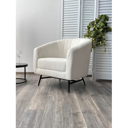 Кресло KALMAR NINI-01 Белый, teddy / черный каркас М-City