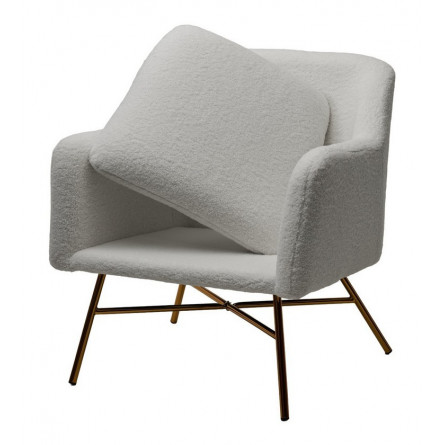 Кресло SHEEP NINI-01 Белый, teddy / золотой каркас М-City