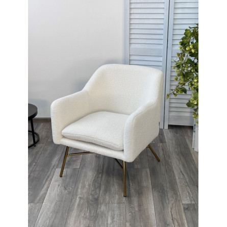 Кресло SHEEP NINI-01 Белый, teddy / золотой каркас М-City