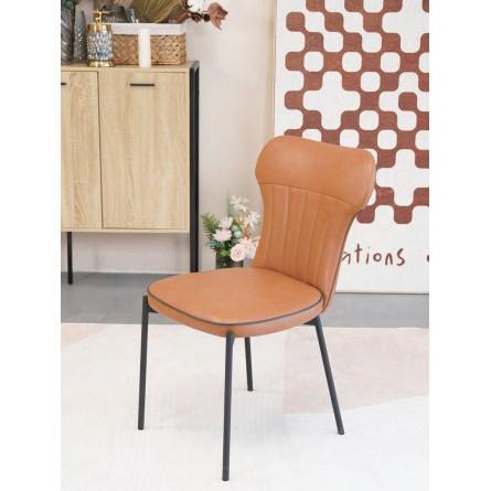 Стул CORDA MA-4/MA-7 коньяк/темно-серый кант, PU / черный каркас М-City