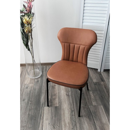 Стул CORDA MA-4/MA-7 коньяк/темно-серый кант, PU / черный каркас М-City