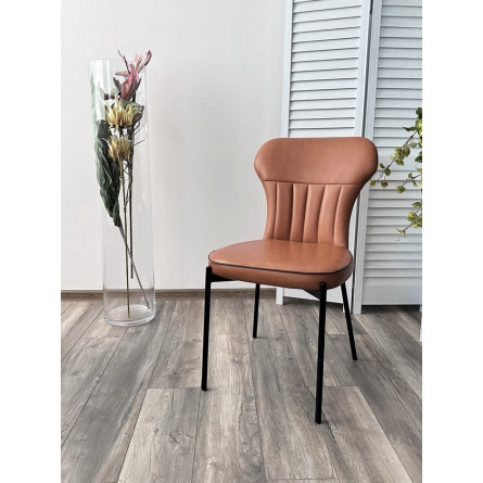 Стул CORDA MA-4/MA-7 коньяк/темно-серый кант, PU / черный каркас М-City