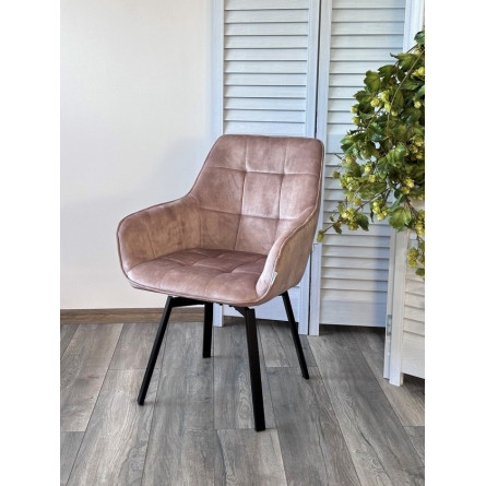 Стул MAVERICK VT5001-2 античный бежевый, велюр без "пальчиковый"/ черный, поворот.360 град. М-City