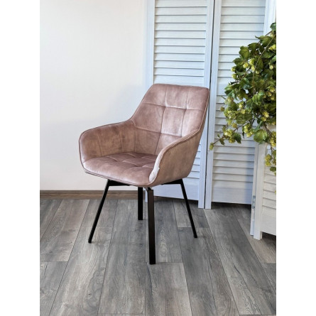 Стул MAVERICK VT5001-2 античный бежевый, велюр без "пальчиковый"/ черный, поворот.360 град. М-City