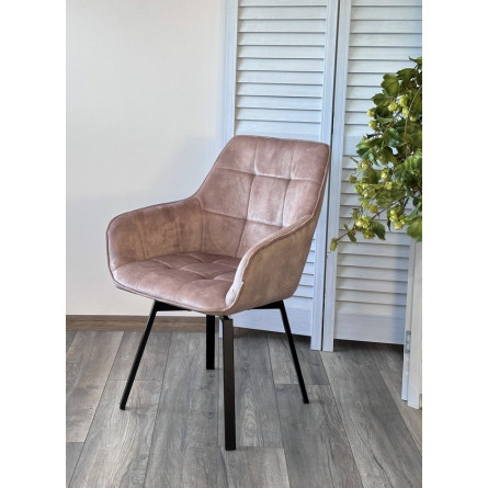 Стул MAVERICK VT5001-2 античный бежевый, велюр без "пальчиковый"/ черный, поворот.360 град. М-City